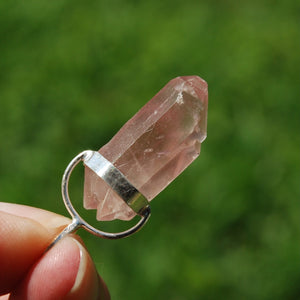 1.4in DT Tantric Twin Pink Lithium Lemurian Seed Crystal Pendant for Necklace, Brazil j2