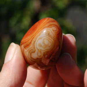 Red Banded Agate Crystal Palm Stone, Sardonyx