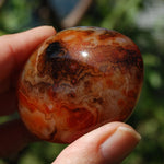 Red Banded Agate Crystal Palm Stone, Sardonyx