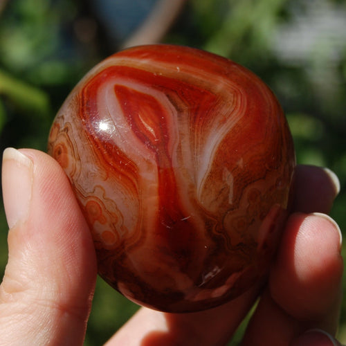 Red Banded Agate Crystal Palm Stone, Sardonyx