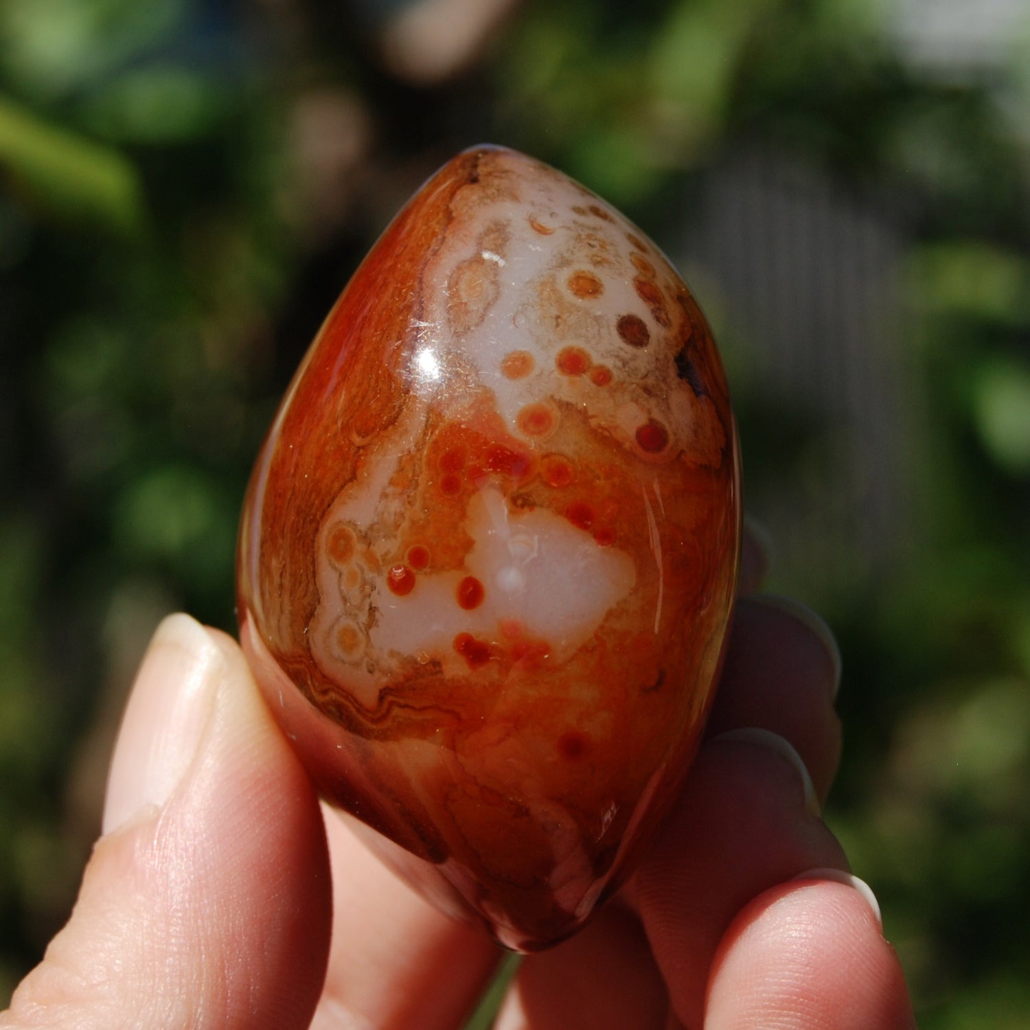 Red Banded Agate Crystal Palm Stone, Sardonyx