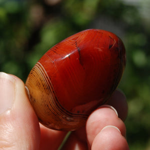 Red Banded Agate Crystal Palm Stone