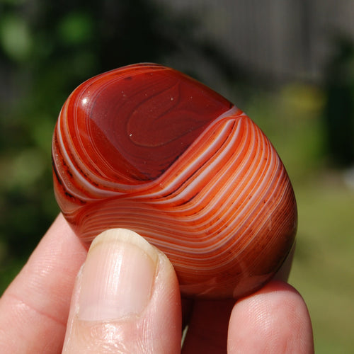 Red Banded Agate Crystal Palm Stone