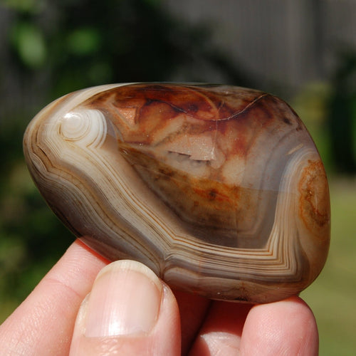 Banded Agate Crystal Palm Stone, Sardonyx