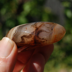 Banded Agate Crystal Palm Stone, Sardonyx