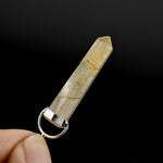Dow Channeler Natural Golden Rutile Quartz Crystal Pendant for Necklace, Gold Rutilated Quartz