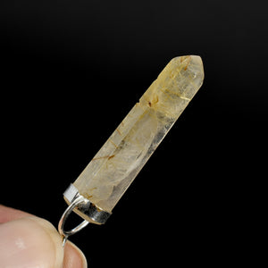 Dow Channeler Natural Golden Rutile Quartz Crystal Pendant for Necklace, Gold Rutilated Quartz