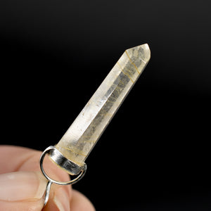 1.8in Dow Channeler Natural Golden Rutile Quartz Crystal Pendant for Necklace, Gold Rutilated Quartz j14