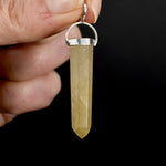 Dow Channeler Natural Golden Rutile Quartz Crystal Pendant for Necklace, Gold Rutilated Quartz