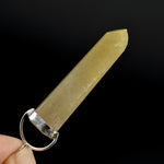 Dow Channeler Natural Golden Rutile Quartz Crystal Pendant for Necklace, Gold Rutilated Quartz
