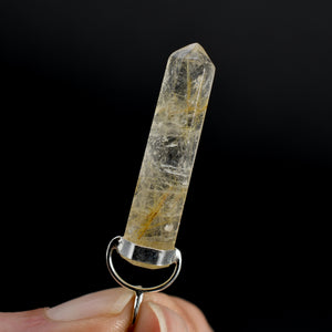 Natural Golden Rutile Quartz Crystal Pendant for Necklace, Gold Rutilated Quartz
