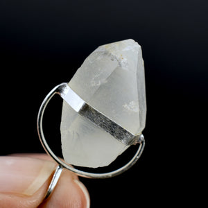 Raw Blue Amphibole Quartz Crystal Sterling Silver Pendant for Necklace, Brazil