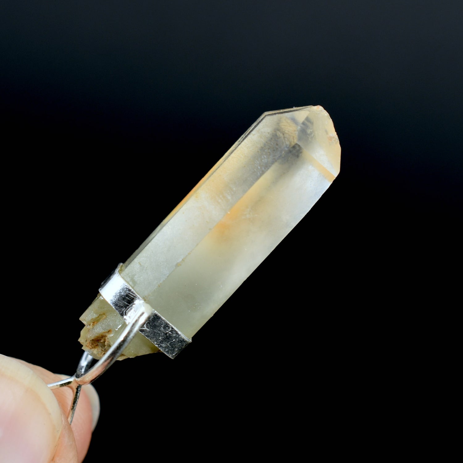 Dow Channeler Raw Blue Amphibole Quartz Crystal Sterling Silver Pendant