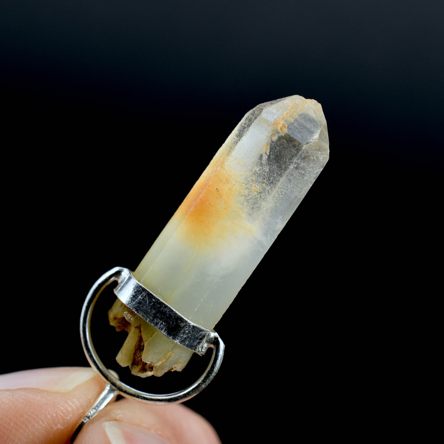 Dow Channeler Raw Blue Amphibole Quartz Crystal Sterling Silver Pendant