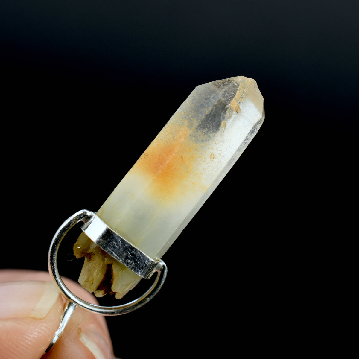 Dow Channeler Raw Blue Amphibole Quartz Crystal Sterling Silver Pendant
