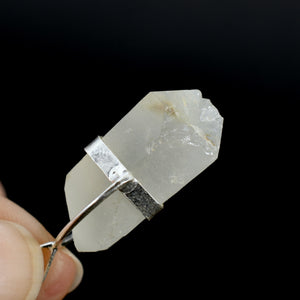 Raw Blue Amphibole Quartz Crystal Sterling Silver Pendant for Necklace, Brazil