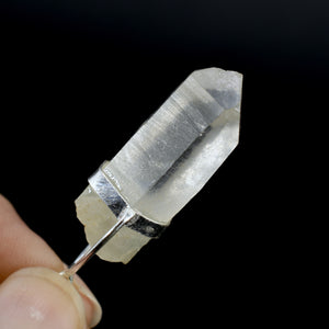 Dow Channeler Raw Blue Amphibole Quartz Crystal Sterling Silver Pendant