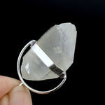 Raw Blue Amphibole Quartz Crystal Sterling Silver Pendant for Necklace, Brazil