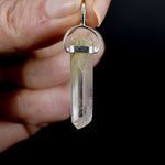 Raw Blue Amphibole Quartz Crystal Sterling Silver Pendant for Necklace, Brazil