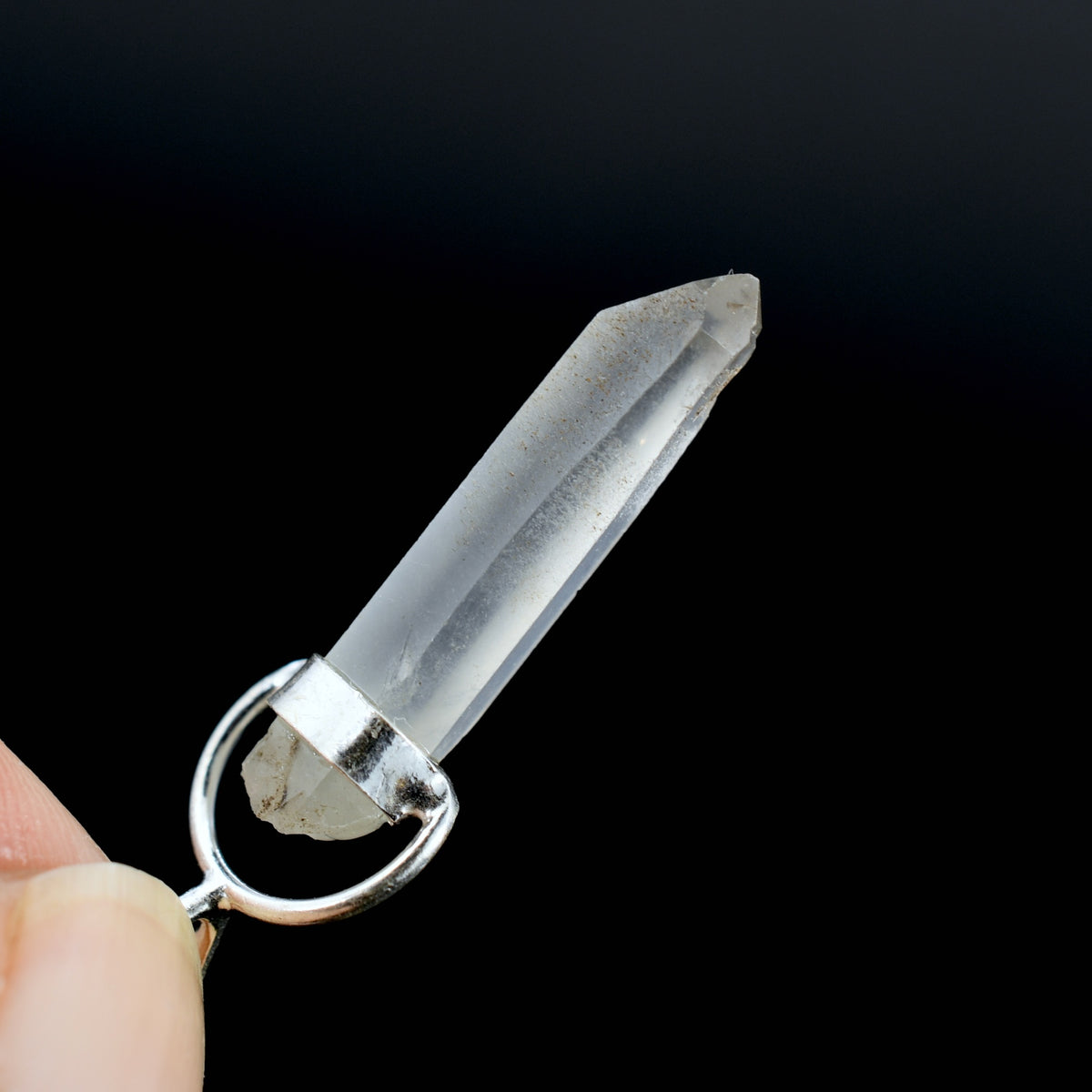 Channeler Raw Blue Amphibole Quartz Crystal Sterling Silver Pendant