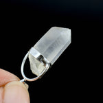 Raw Blue Amphibole Quartz Crystal Sterling Silver Pendant for Necklace, Brazil