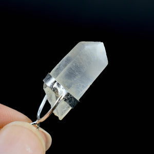 Raw Blue Amphibole Quartz Crystal Sterling Silver Pendant for Necklace, Brazil