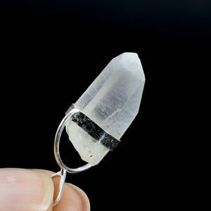 Raw Blue Amphibole Quartz Crystal Sterling Silver Pendant for Necklace, Brazil