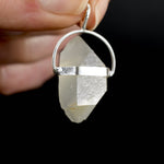 Raw Blue Amphibole Quartz Crystal Sterling Silver Pendant for Necklace, Brazil