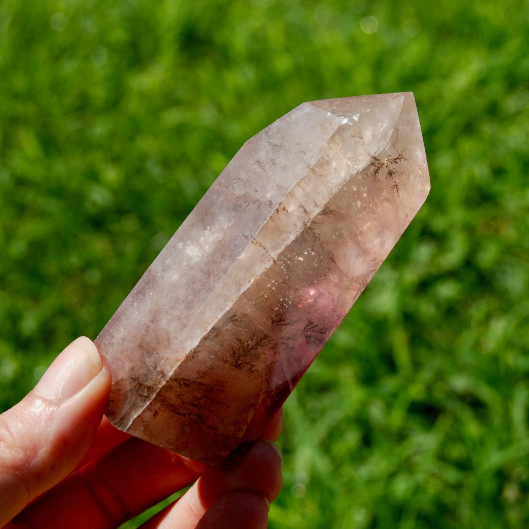 Dendritic Fluorite Crystal Tower, Magenta Pink Fluorite