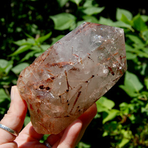 Copper Rutile Quartz Crystal Polished Generator Point, Brazil