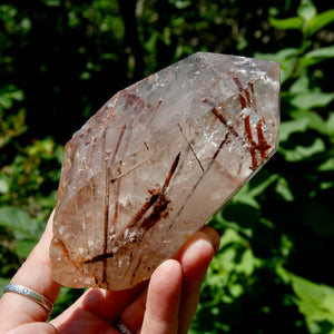 Copper Rutile Quartz Crystal Polished Generator Point, Brazil