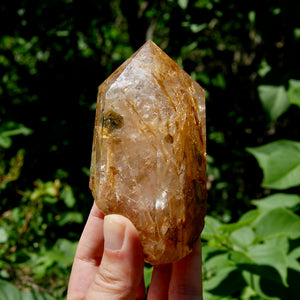 Golden Rutile Quartz Crystal Polished Generator Point