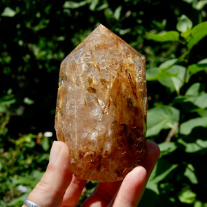 Golden Rutile Quartz Crystal Polished Generator Point