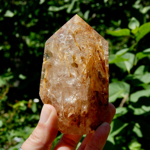 Golden Rutile Quartz Crystal Polished Generator Point