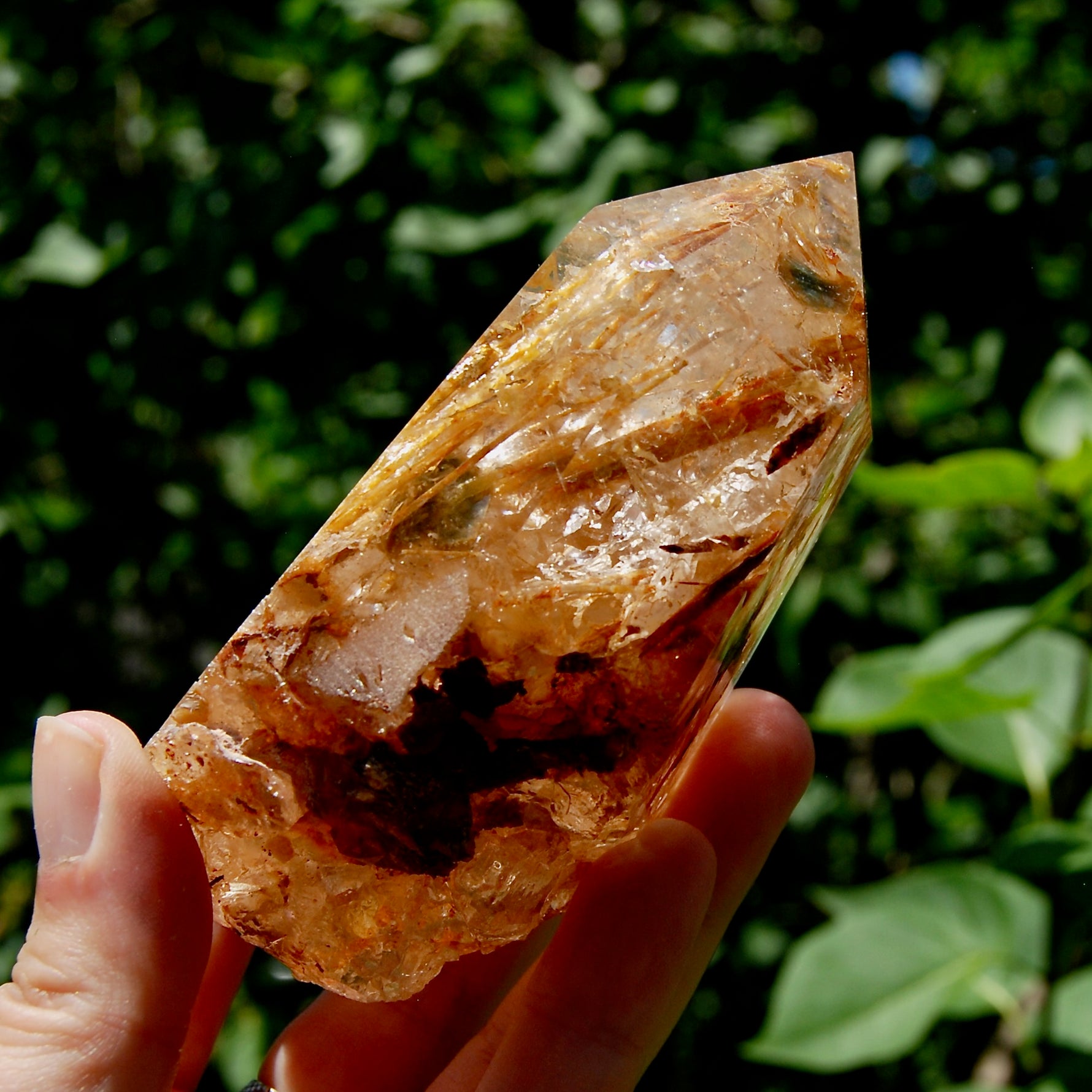 Golden Rutile Quartz Crystal Polished Generator Point
