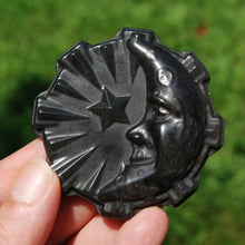 Load image into Gallery viewer, Silver Sheen Obsidian Carved Crystal Moon Face
