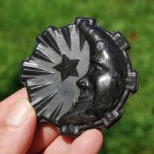 Load image into Gallery viewer, Silver Sheen Obsidian Carved Crystal Moon Face
