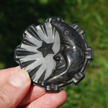 Load image into Gallery viewer, Silver Sheen Obsidian Carved Crystal Moon Face
