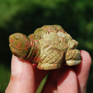 Unakite Carved Crystal Turtle