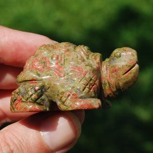 Unakite Carved Crystal Turtle