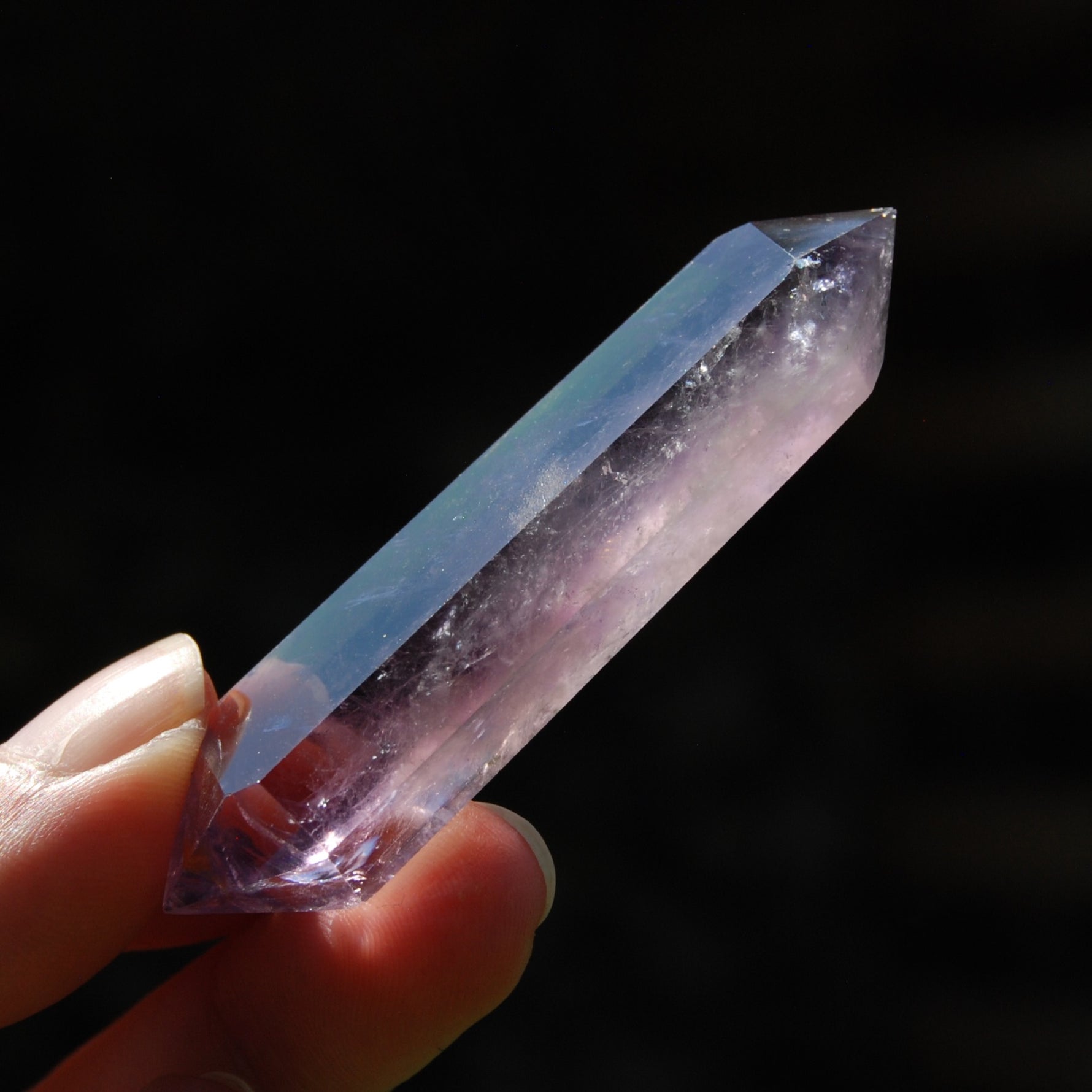 DT Isis Face Smoky Amethyst Quartz Crystal Polished Tabby Point