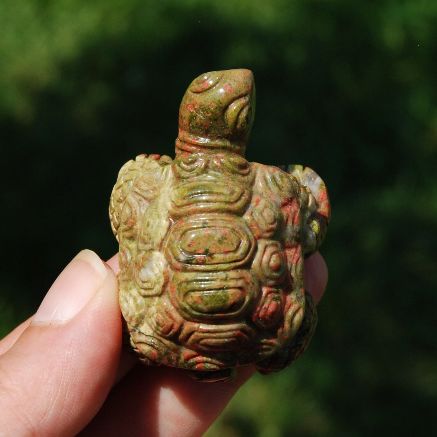 Unakite Carved Crystal Turtle