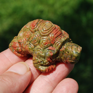 Unakite Carved Crystal Turtle