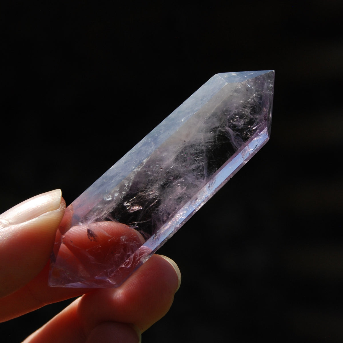 DT Isis Face Smoky Amethyst Quartz Crystal Polished Tabby Point