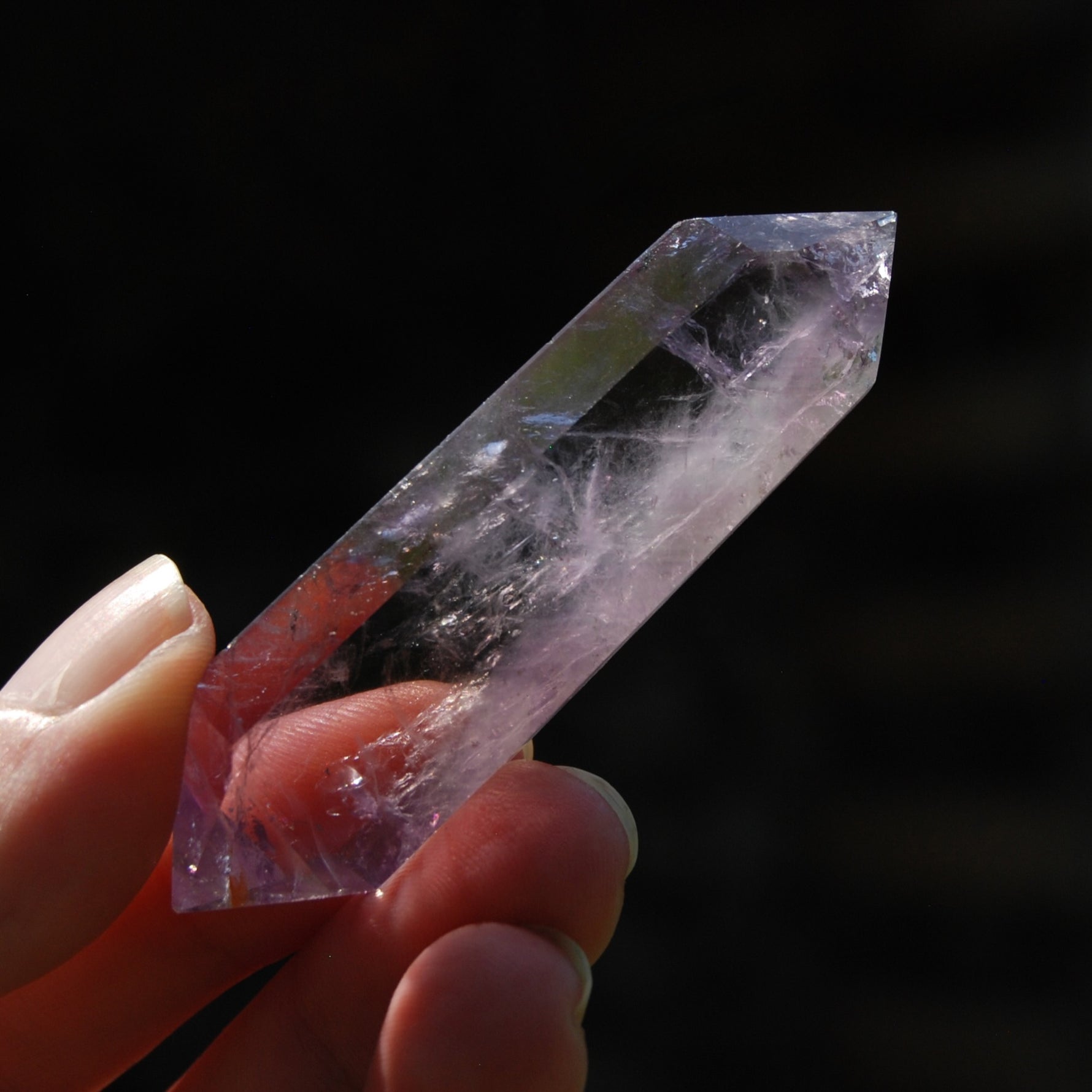 DT Isis Face Smoky Amethyst Quartz Crystal Polished Tabby Point