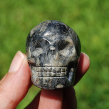 Load image into Gallery viewer, Blue Opal Llanite Carved Crystal Skull, Que Sera Crystal Skull Carving
