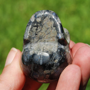 Blue Opal Llanite Carved Crystal Skull, Que Sera Crystal Skull Carving