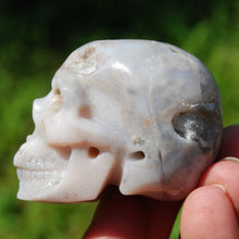 Load image into Gallery viewer, Sakura Flower Agate Carved Crystal Skull
