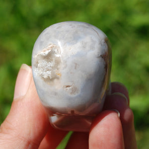 Sakura Flower Agate Carved Crystal Skull