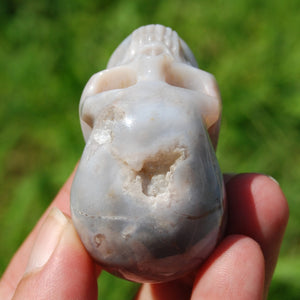 Sakura Flower Agate Carved Crystal Skull